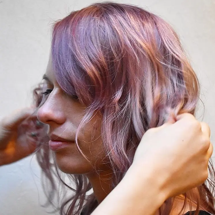 Rose, lilac, and copper waves photographed for Kuniya Hair